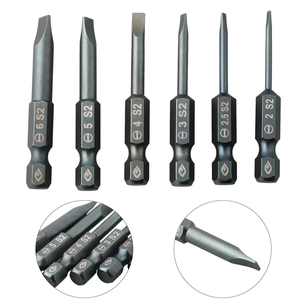 50mm Magnetic Flat Head Screwdriver Bit | 1/4" Hex Shank Screwdriver Bit Vue