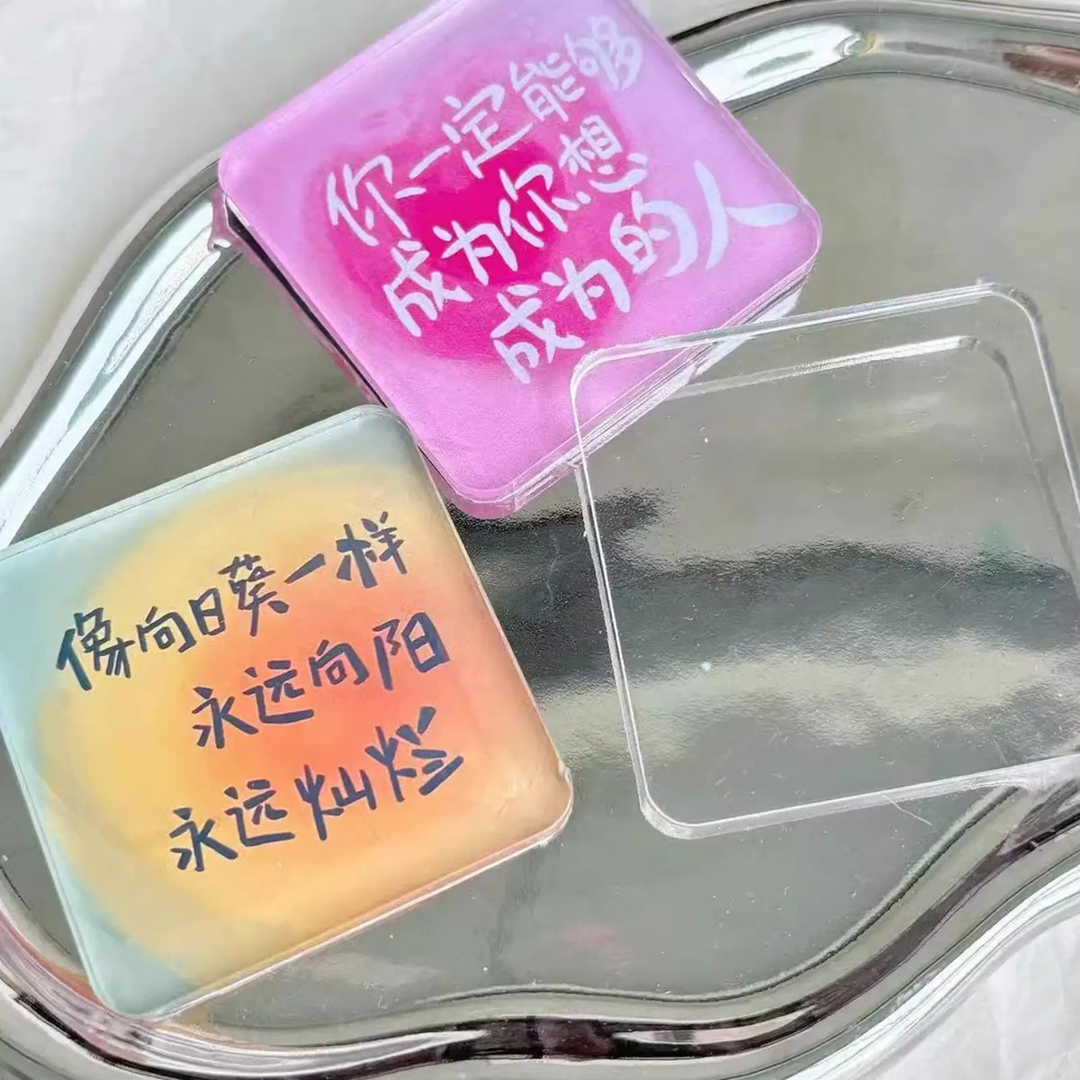 10 Piece Adhesive Acrylic Square Magnet Making Kit Clear Refrigerator Magnet Design Set for Kitchen Cabinet Classroom Vue