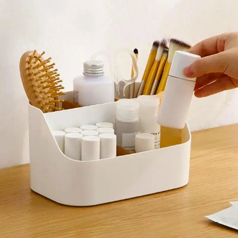 Multi-compartment Makeup Storage Box Desktop Vanity Organizer Cosmetic Tools Sponge Organzier Box for Lipstick Powder Palette Vue