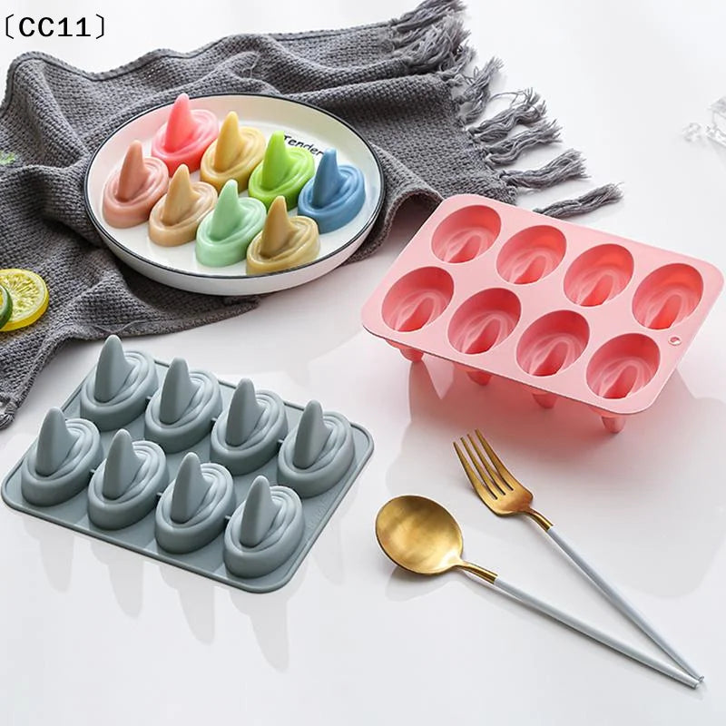 8-hole Shark Fin Shape Cake Silicone Mold Three-dimensional Ice Grid Chocolate Mould Baking Accessories〔CC11〕 Vue