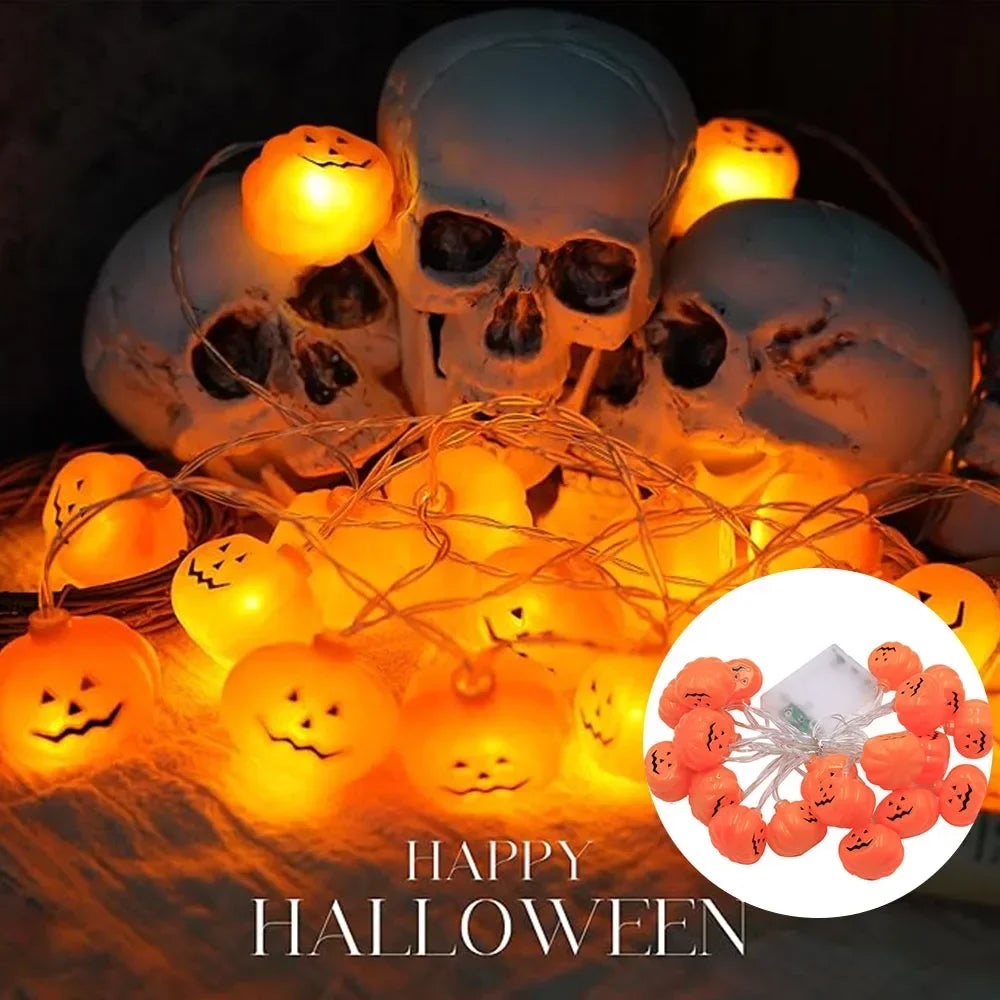 Battery 3D Pumpkin LED String Light Halloween Atmosphere Glow Fairy Lamp Classic Horror Style Decor For Home Holiday Party Decor Vue 3m 20LED Battery