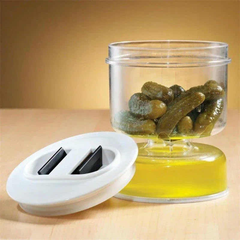 Sealed Jar for Pickle Home Wet and Dry Separation Pickle Jar with Flip Container and Strainer Hourglass Design Olives Container Vue