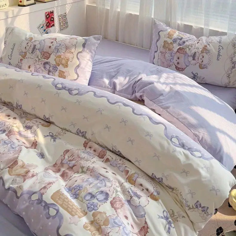 Cute Capybara Duvet Cover Set Boys Girls 3 4pcs Bedroom Decoration Flat Bed Sheet Pillowcases Single Double Size Bedding Set Vue 05 Full 4pcs 180x220
