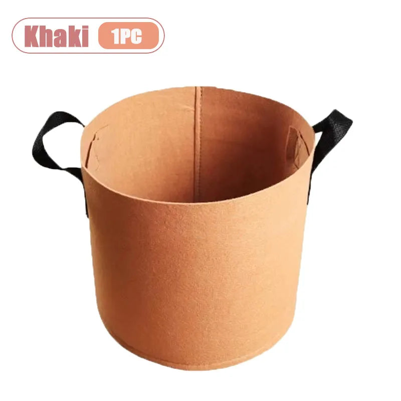 1-4PCS Felt Grow Bag Thickened Nonwoven Plant Pot for Bonsai Garden Balcony Vegetable Flower Aeration Container Vue Khaki-1PC 12Gallon