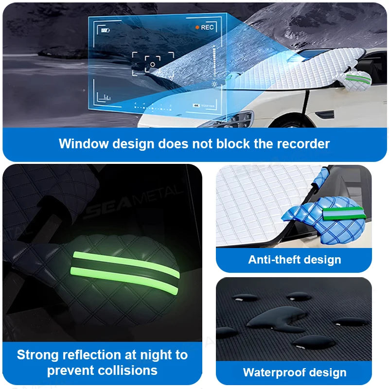 SEAMETAL Magnetic Car Windshield Snow Shield Snowproof Winter Snow Cover Four Seasons Universal Car Front Window Protector Cover Vue