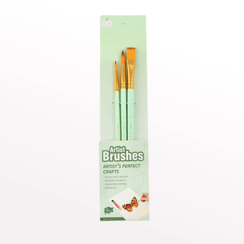 Professional Face Body Art Brush Nylon Artist Brush for Painting Acrylic Oil Watercolor Gouache Vue HS3-GREEN China Mainland