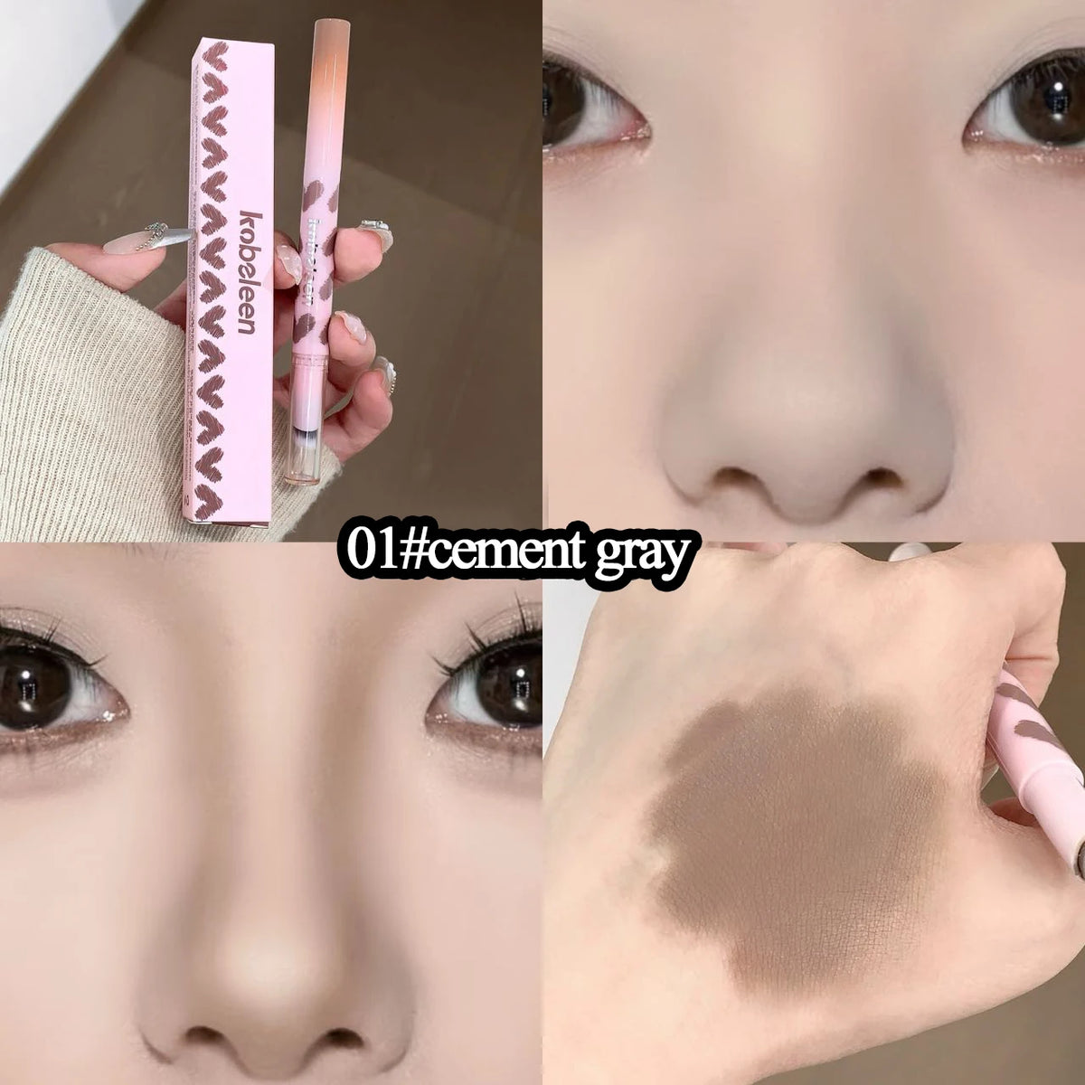 1pcs Gray 3D Contouring Shading Stick Stick with Brush Nose Shadow Natural Facial Makeup Contour Pencil for Enhanced Definition Vue 01
