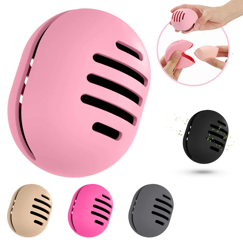 1PC Eco-friendly Silicone Puff Storage Box, Porous Beauty Egg Storage Set, Reusable Travel Portable Organizer Vue