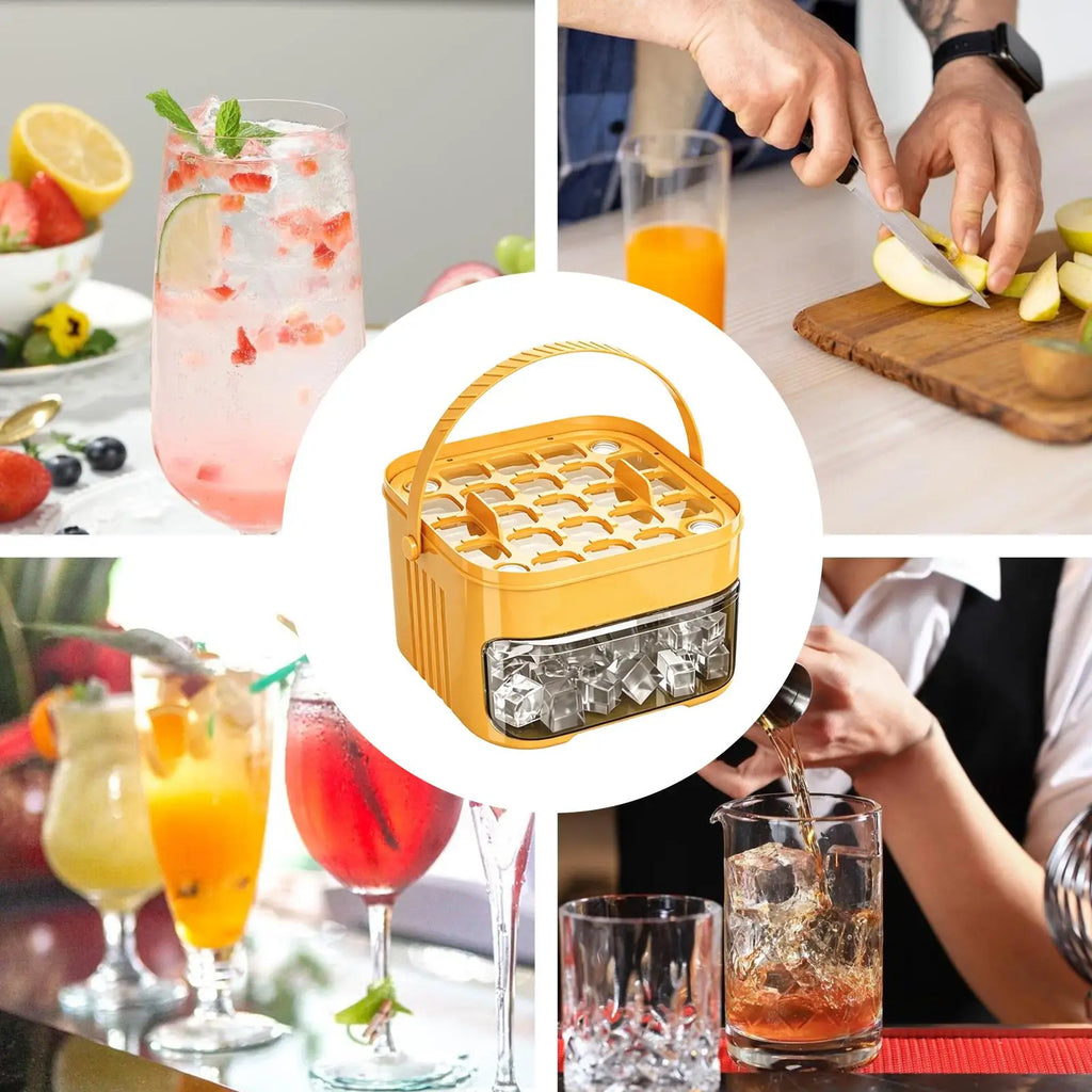 50 Cavity Double Layer Ice Cube Tray with Lid and Bin, Pull-Out Ice Drawer For Refrigerator Household Ice Storage Ice Box Vue