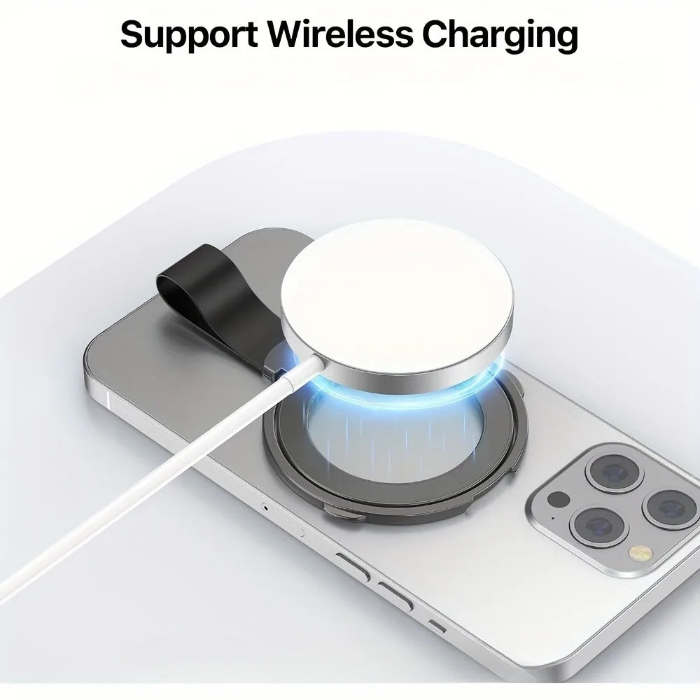 Universal Strong Magnetic MagSafe Phone Ring Stand, 360° Rotatable Phone Grip Holder with Lanyard Strap Bracket for iPhone 17-13 Vue