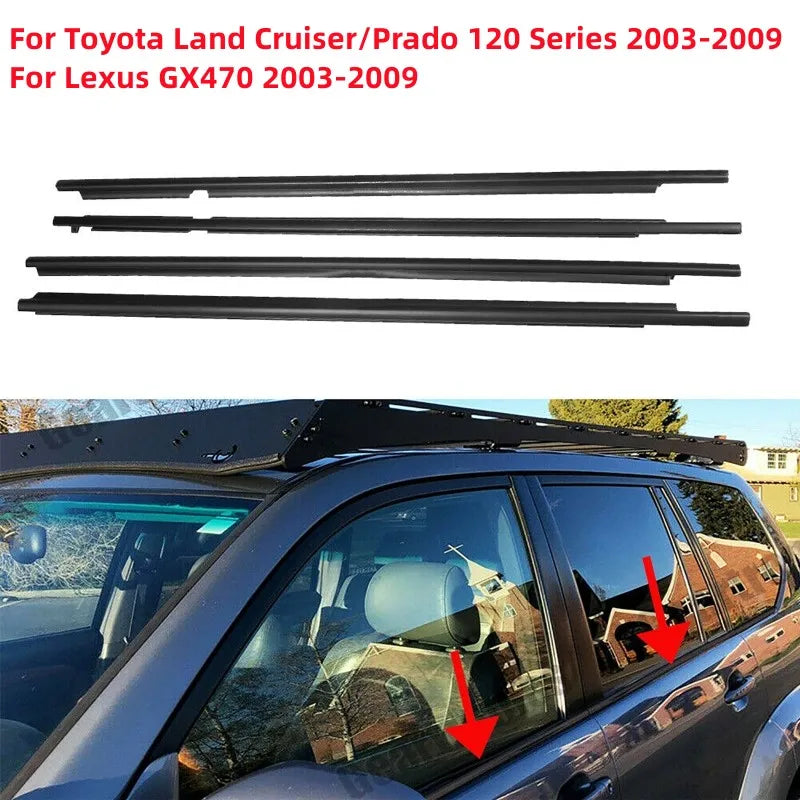 Car Weatherstrips Window Glass Sealing Strip Waterproof Sealant for Toyota Land Cruiser Prado 120 Series Lexus GX470 2003-2009 Vue Default Title