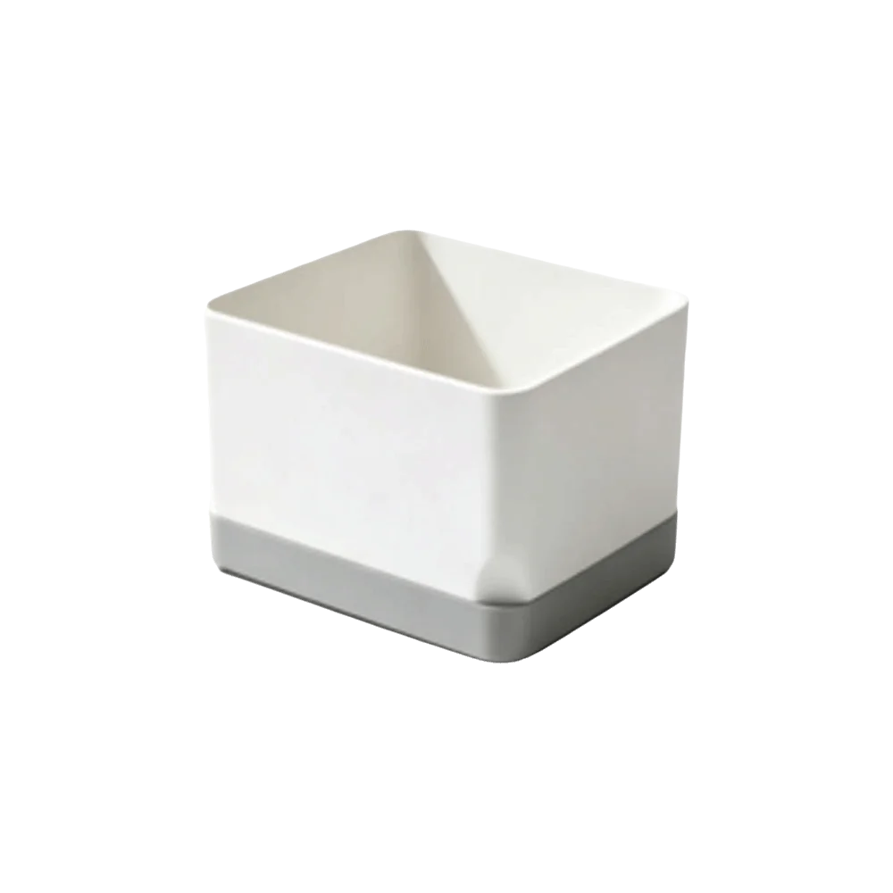 Easy Care Square Shape Self Watering Plant Pots Drainage Hole Patchwork Plant Pots 2-Layer Design Plastic Flower Planters Office Vue Grey White 21.2cm