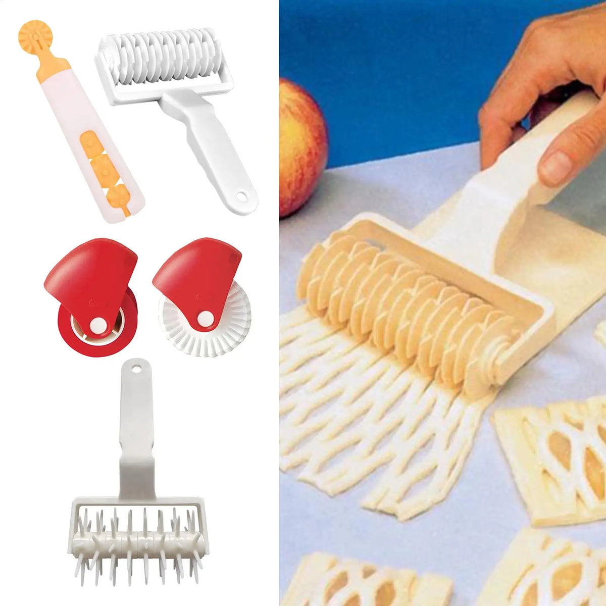 1pcs Multifunctional Kitchen Gadget Dough Roller Cutter with Handle Suitable for Pie Pizza Manual Twist Wheel Pasta Cutter Vue