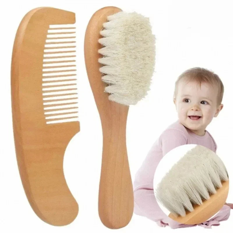 Baby Wool NewbornBaby Wooden Brush Comb Newborn Hair Brush Infant Head Massager Portable Baby Comb Hair Bath Brush Comb New Vue