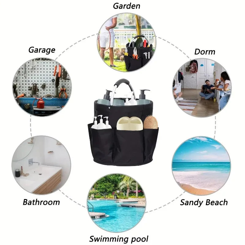 17L Large Storage Organiser Bag Folding Basket Picnic Tote Outdoor Cleaning Caddy with Handle Tool Bag Cleaning Supplies Vue