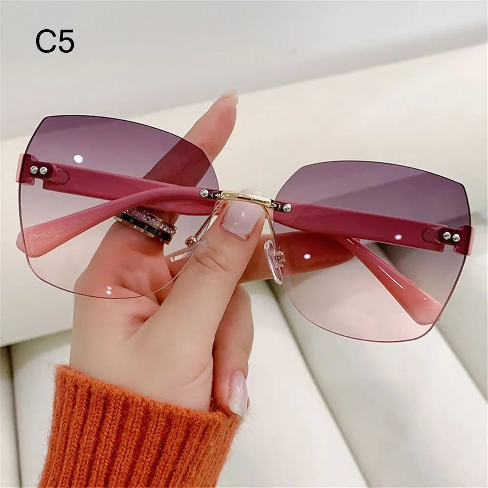Fashion UV400 Vintage Rimless Sunglasses Frameless Sun Glasses Women Shades Gradient Sunglasses Vue C5