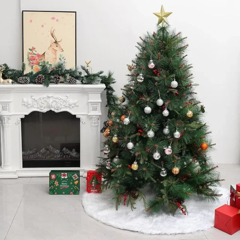 78/120cm Holiday Tree Skirt Collection Embroidered Sequins White Multicolor Faux Rabbit Fur Snowflake Christmas Tree Decoration Vue