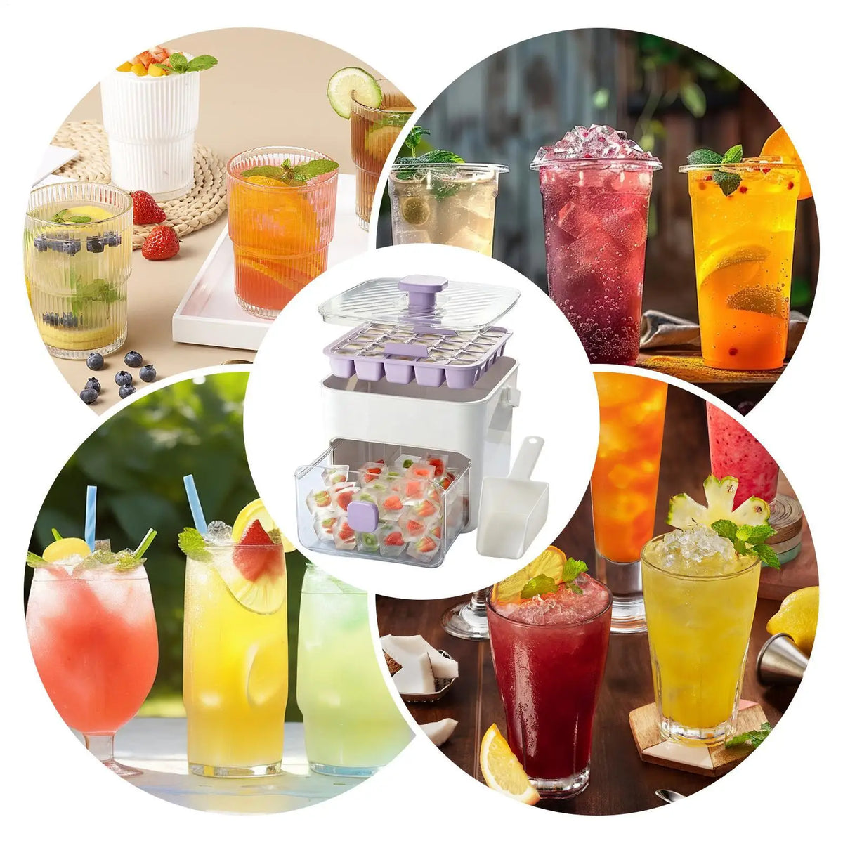 Press Type Double Layer Ice Maker Tray With Handle, Reusable I ce Cube Mold For Cold Drinks Cocktails & Coffee, Home Kitchen Bar Vue