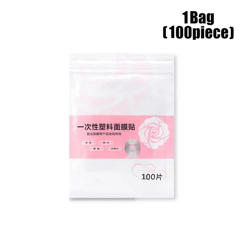 100-500pcs Disposable Plastic Film Full Face Cleaner Mask Neck Stickers Paper Transparent Masks Tools Facial Beauty Makeup Wrap Vue A305-100pcs Face
