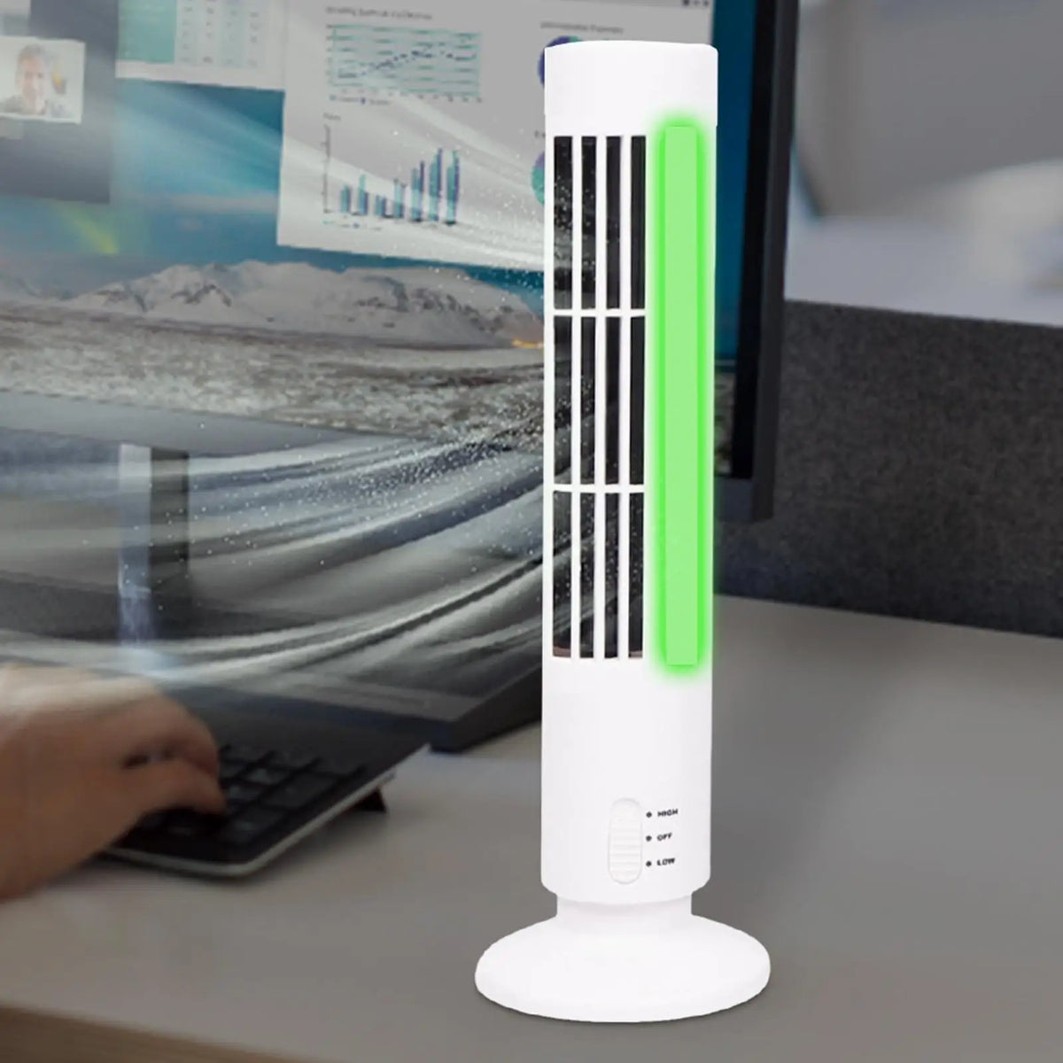 Bladeless Tower Fan with Powerful Airflow - Quiet Plug-in Standing Fan Space Saving for Bedroom, Office, Garage, Room, Dorm Vue