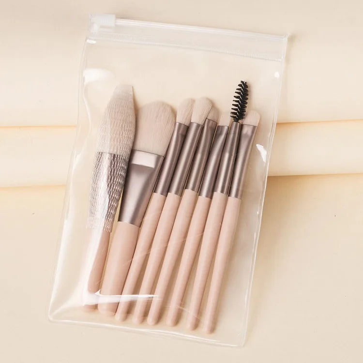 Soft Fluffy Makeup Brushes Set for Cosmetics Foundation Blush Powder Eyeshadow Kabuki Blending Makeup Brush Beauty Tool 8Pcs/Lot Vue Apricot