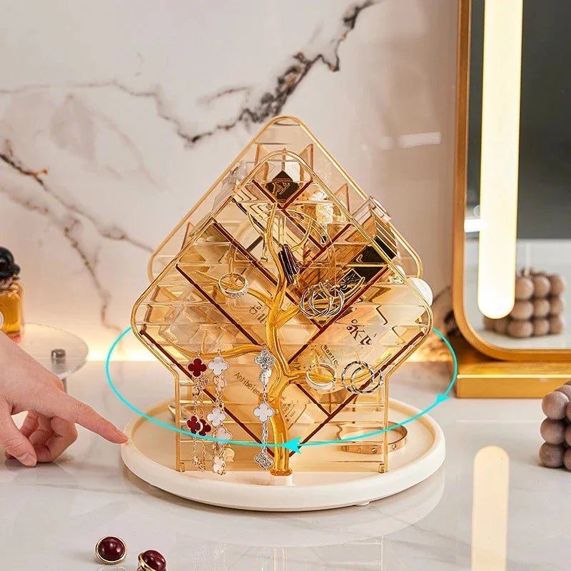 Rotating Makeup Organizer Storage Box Desktop Vanity Lipstick Brush Holder Rack For Women Teens Birthday Christmas Gift Elegant Vue
