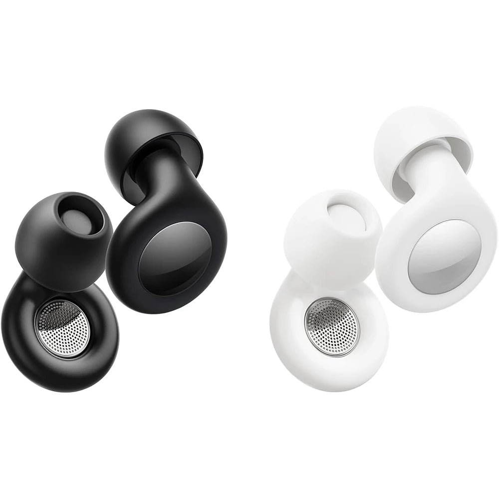 Ear Plugs Sleeping Noise Cancelling 25dB Reduction 8 Tips Reusable Vue Black and White