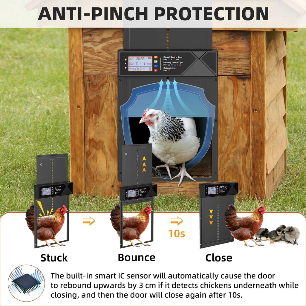 Solar Automatic Chicken Door with Timer,Phone Remote Control Auto Open Close Chicken Coop Door Poultry House Door Vue