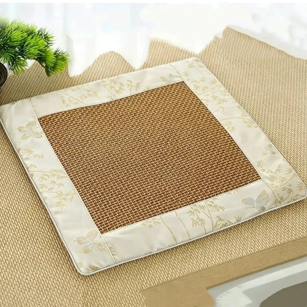 Simple Modern Thickened Summer Cooling Mat Breathable Japanese Style Rattan Weaving Seat Cushion Non Slip Soft Chair Pad Car Vue Beige