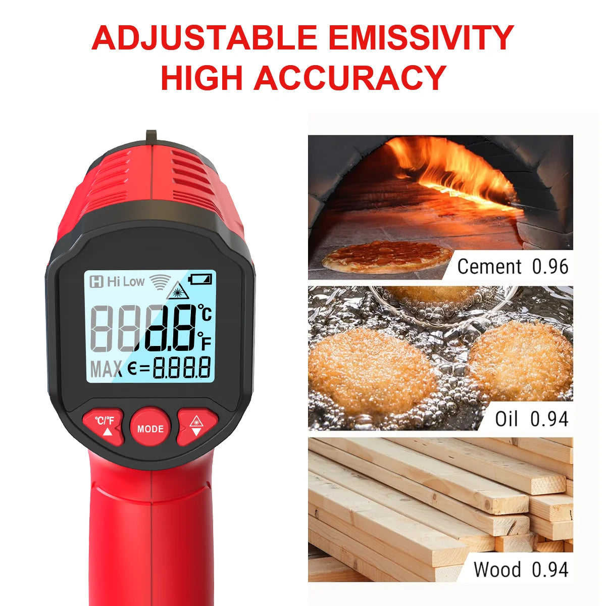 HYTAIS TS600 Infrared Non-Contact Thermometer Handheld Industrial Temp Gun Electronic Temperature Gauge -50℃ to 600℃ Greenhouse Vue