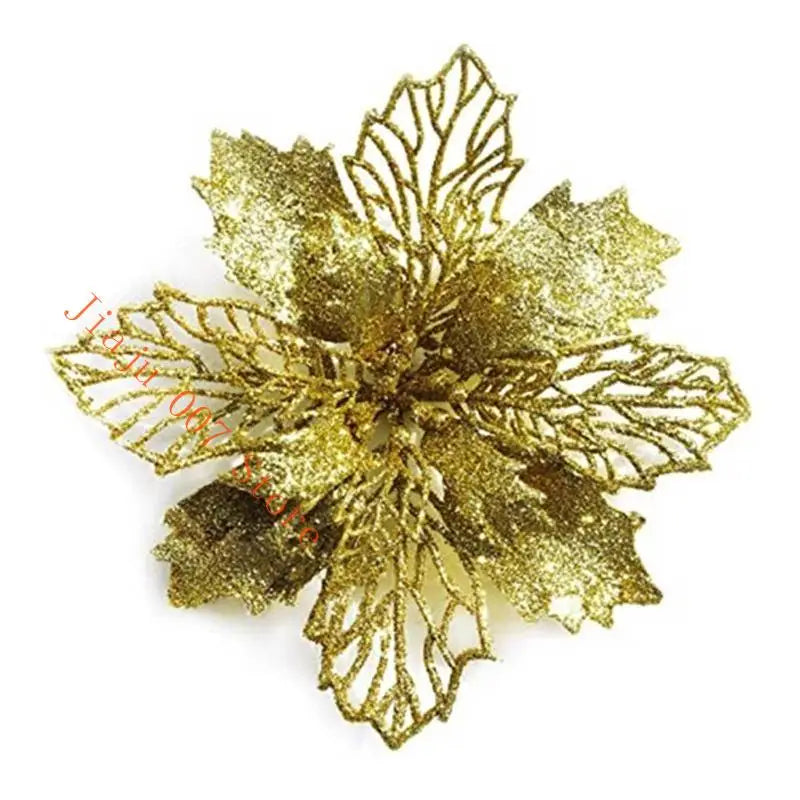 11cm Glitter Poinsettia Flower – Christmas Tree & Wreath Decor Christmas Floral Pick Vue Gold China Mainland