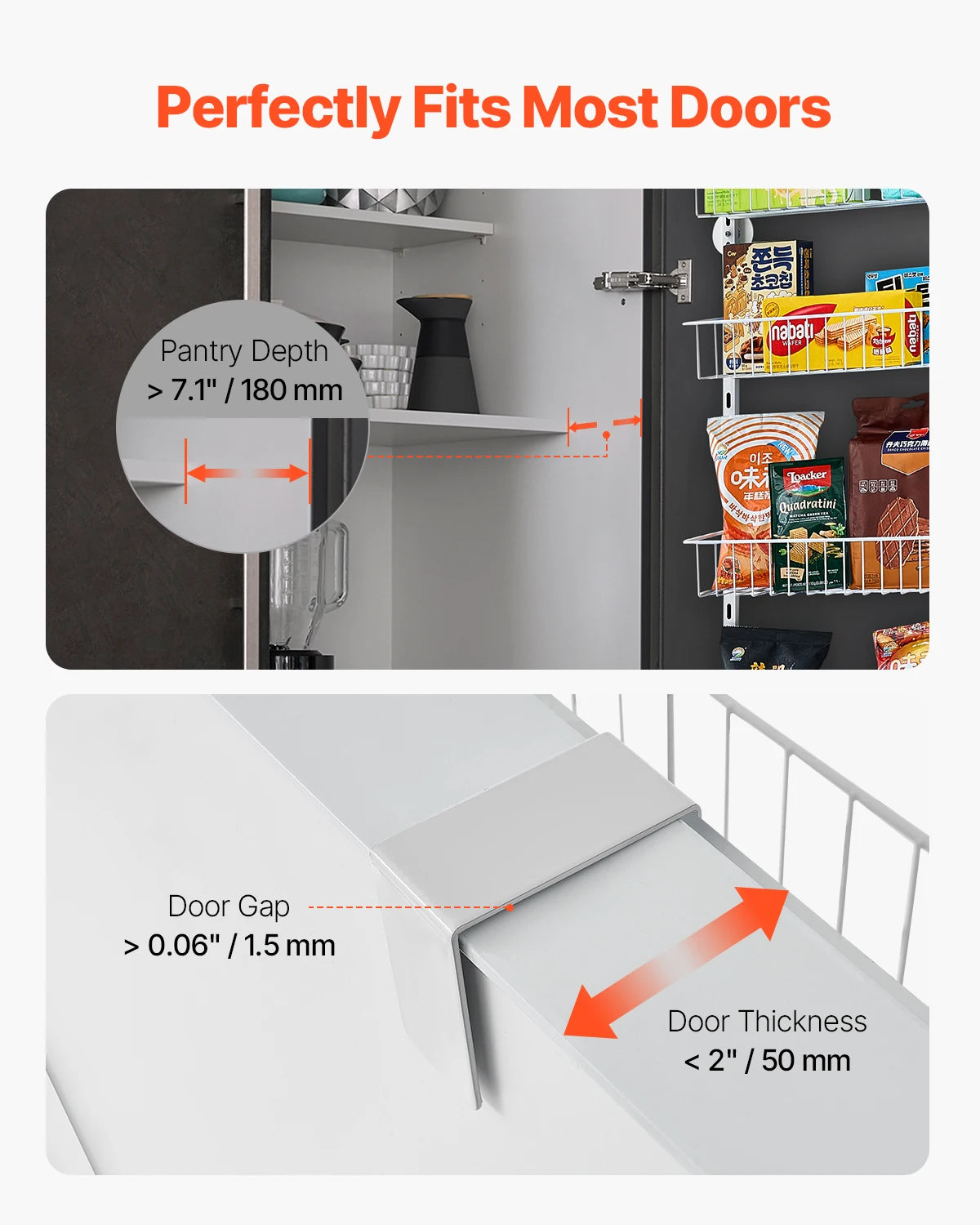VEVOR Over the Door Pantry Organizer 6–10 Tier Steel Spice Rack Door Pantry Organizer Vue