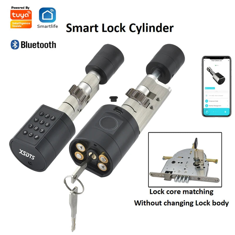 Israel-only Tuya APP Fingerprint Cylinder Electronic Smart Door Lock Digital Keypad Code Key Card Remote Control Home Apartment Vue