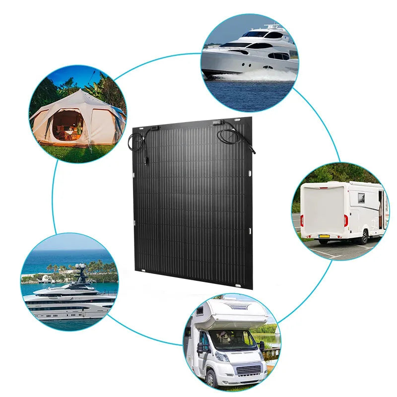 Outdoor 18V Solar Panel Kit High Efficiency Monocrystalline Solar Power 300W 600W Flexible Solar Panels 12V 24V Battery Charger Vue
