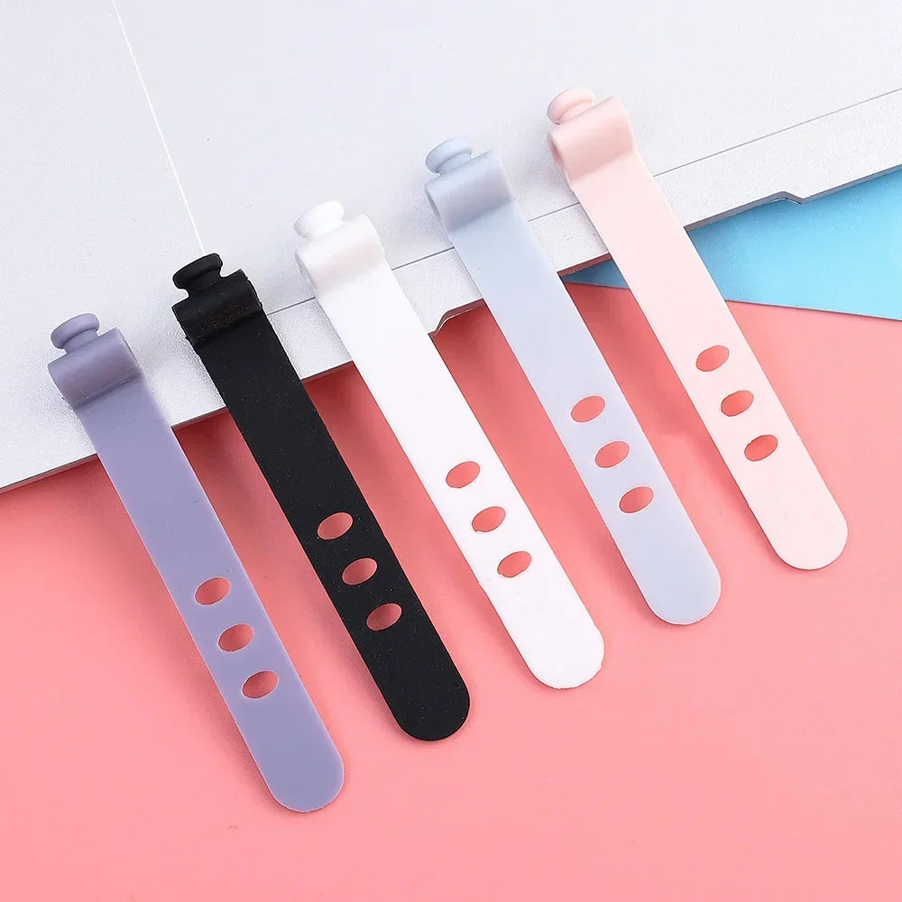 5PCS Reusable Cable Organizer Earphone Clip Charger Cord Management 3 Hole Line Storge Holder Line Bobbin Winder Straps Vue