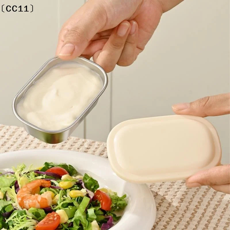 140ml With Sealed Lid Seasoning Box Leak-proof 304 Stainless Steel Sauce Cup Durable High Quality Condiment Containers〔CC11〕 Vue
