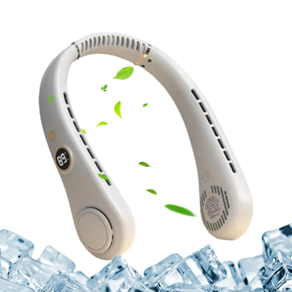 5-Speed Portable Neck Fan, USB Rechargeable Hands-Free Cooler, Long Battery Life Wearable Fan for Outdoor Travel Office Home Vue
