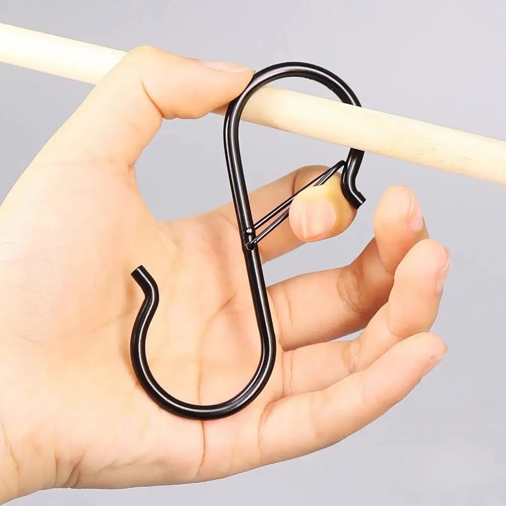 10Pcs S-Shape Balcony Clothes Hanger Windproof Stainless Steel Kitchen Pot Rack Hooks Polished Safety Buckle Vue