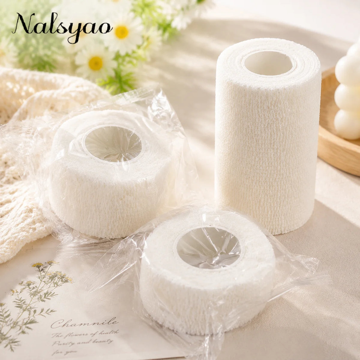 5 Pcs 2.5/5/7.5/10cm Self Adhesive Elastic Bandage Cohesive Non-woven Wraps Tape Disposable for Sports Fixing Wrist Leg Finger Vue