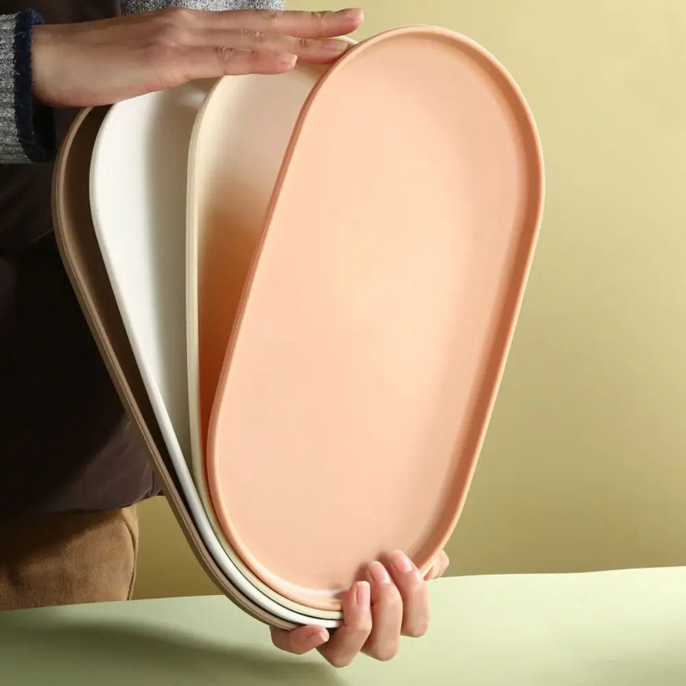 Stackable Dessert Tray Nordic Style Oval Reusable Storage Tray Multi-Function Plastic Dish Plate Wedding Party Vue