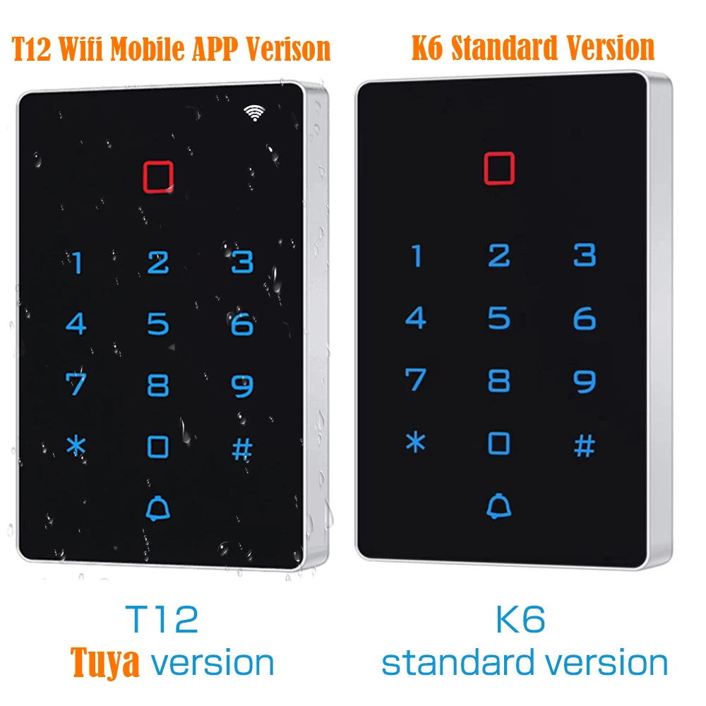 Waterproof WiFi Tuya App Backlight Touch 125khz RFID Card Access Control Keypad WG26 Output Alarm Management Card Support Vue
