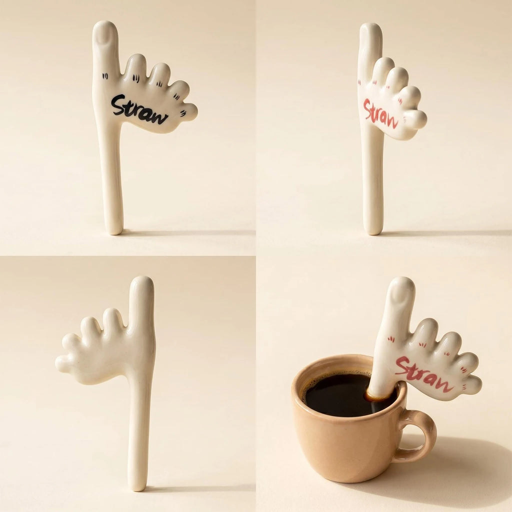 Ceramic Foot-Shaped Novelty Drinking Straw | Funny Handmade Gift Novelty Drinking Straw Vue