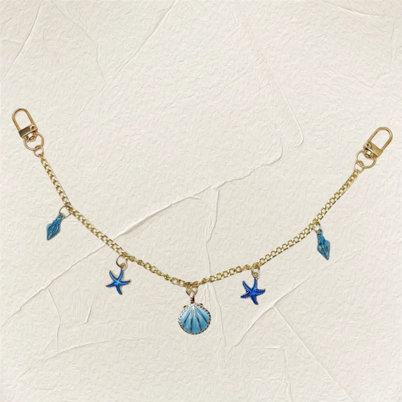 Bag Charms For Handbags Sea Star Shell Pearl Bag Clothes Shoes Pendant Boho Summer Seashell Jewelry Making DIY Decoration Vue blue chain