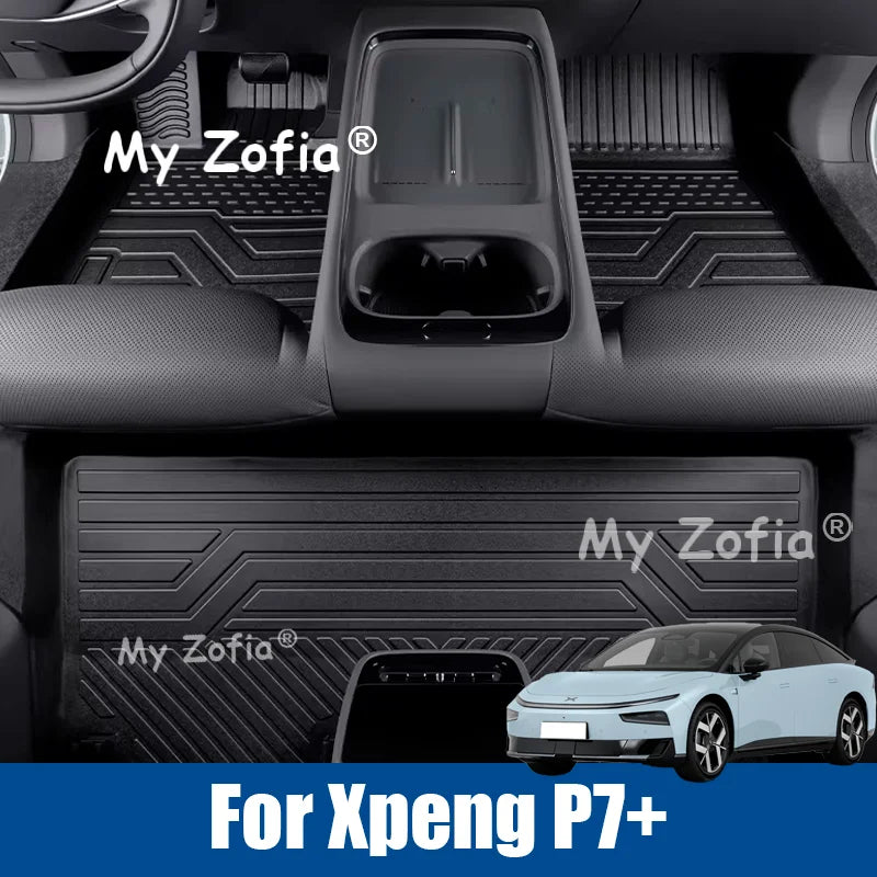 For Xpeng P7+ 2026 2027 Car TPE Floor Mats All Weather Waterproof Anti-Slip Liner Mat Foot Pads Carpet Accessories Vue