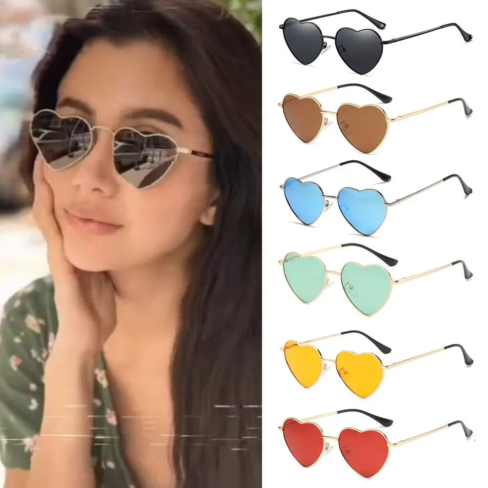 Women Fancy Accessories Metal Frame Heart Sun Glasses Shades 90s Glasses Heart-Shaped Sunglasses Vue