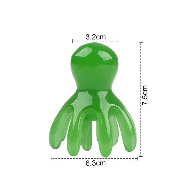 Resin Double Row Octopus Comb Cute Head Massager Hair Care Meridian Scraping Scalp Massage Acupuncture SPA Gua Sha Massage Tool Vue Green