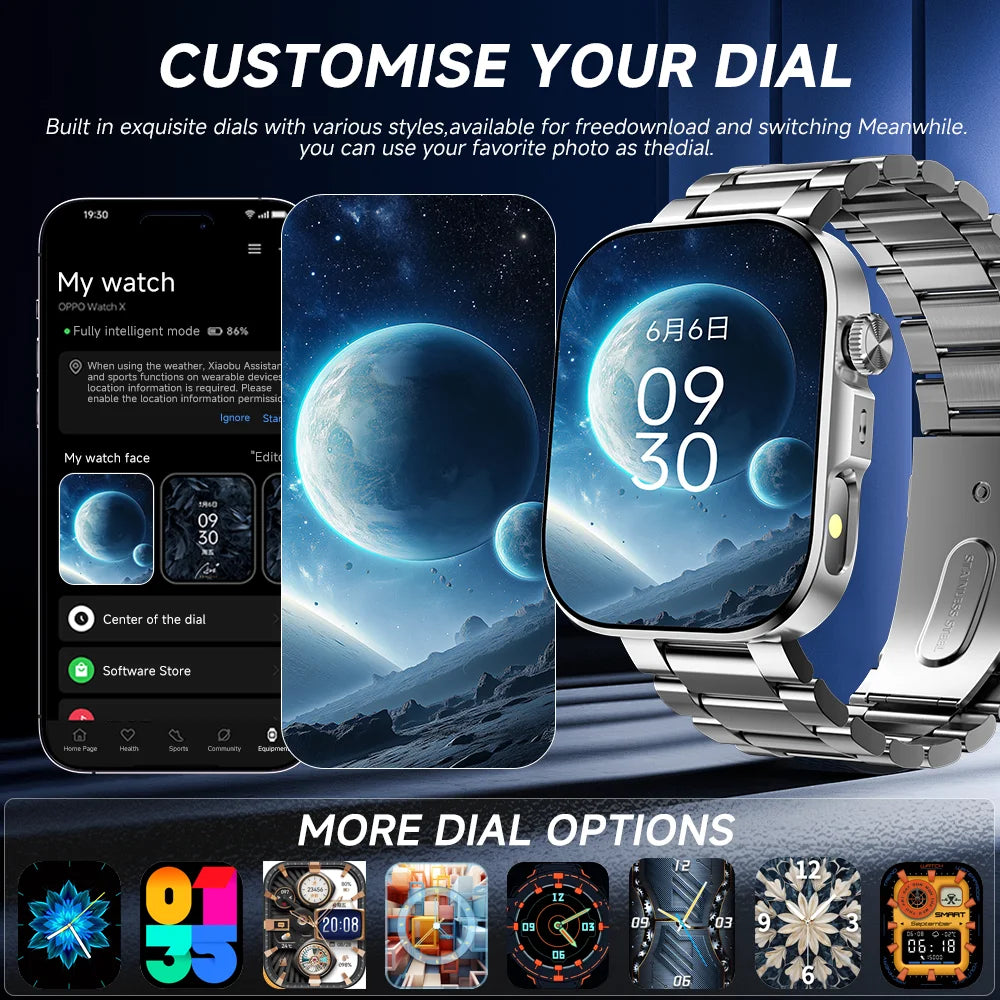2025 New Hot Smartwatch 2.01 Screen Voice Assistant Bluetooth Call Phone Answer Sport Fitness Tracker Men Women for Android/IOS Vue