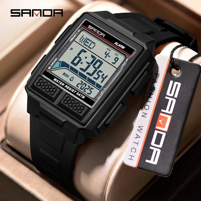 SANDA 2212 Digital Sports Watch – World Time, Alarm, 5ATM Digital Sports Watch Vue