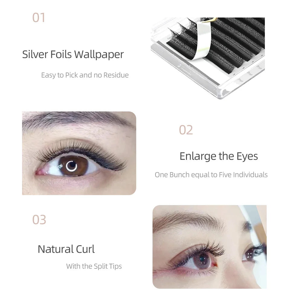 NAGARAKU 5D W Shape Big Bundle Eyelash Extension Mega Volume Premade Fans Eyelashes Super Soft Full Dense Lashes Vue