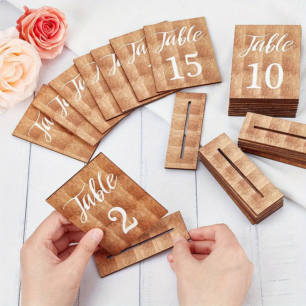 Wooden Wedding Table Numbers 1–20 with Stands | Party Decor Wedding Table Numbers Vue